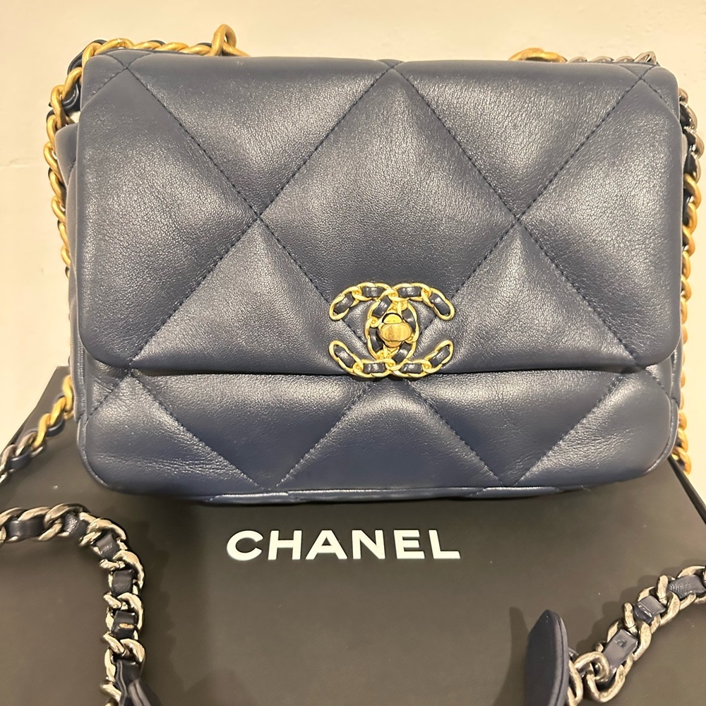 Chanel 19 Blue Small Lambskin